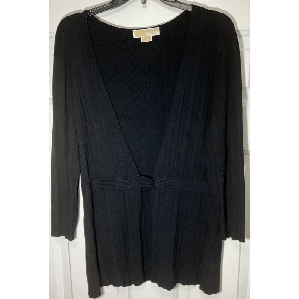 Michael Kors Black Classic Open One Button Business/Casual Sweater Women's XL
